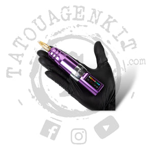 Coffret Tatouage (fuschia) machine pen avec ou sans fils avec 2 batteries
