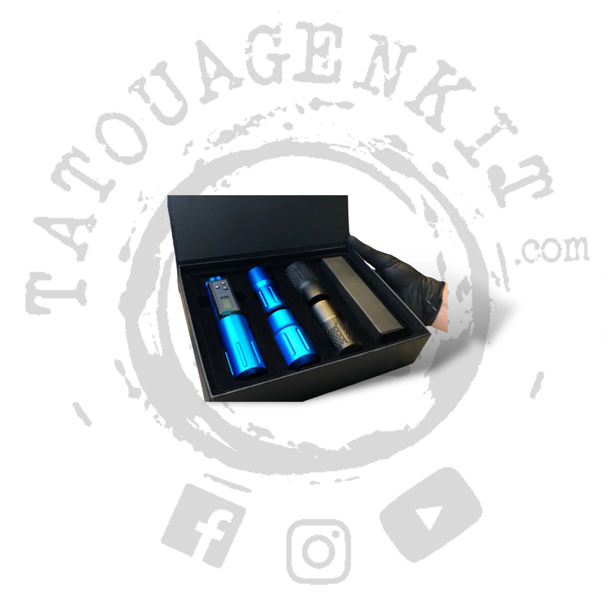 Coffret Tatouage(blue)machine pen sans fils (5x grip)